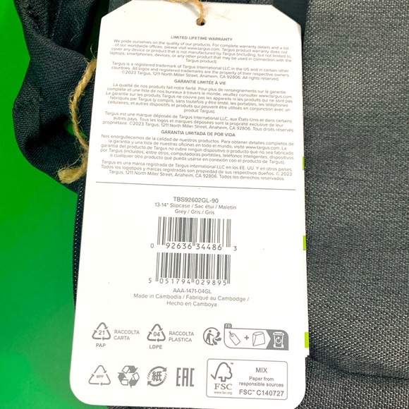 NWT Targus EcoSmart 13-14” Cypress Collection Laptop Case (Fits 14” MacBook Pro) - Picture 13 of 13